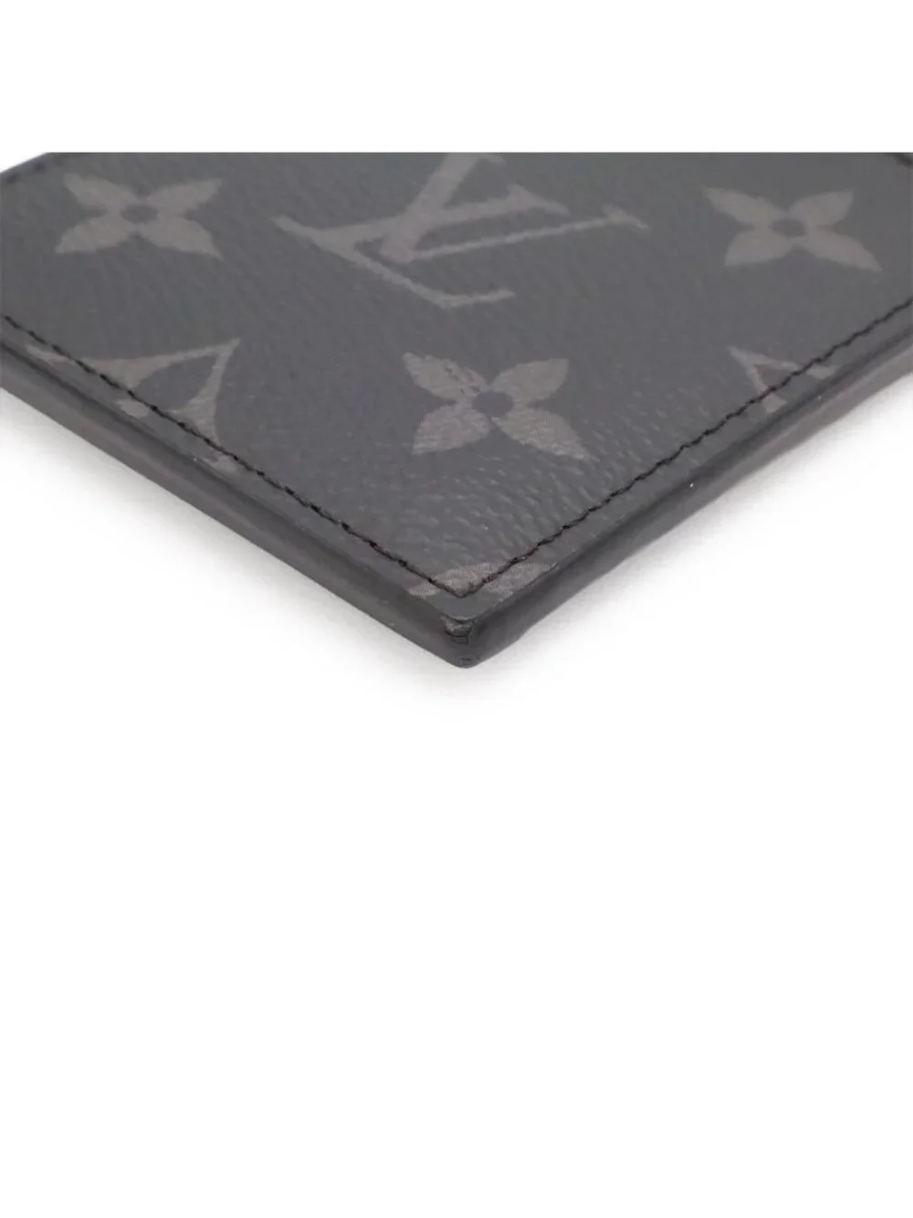 Louis Vuitton Monogram Eclipse Card Folder Holder Slot Pass Case with Neck Strap